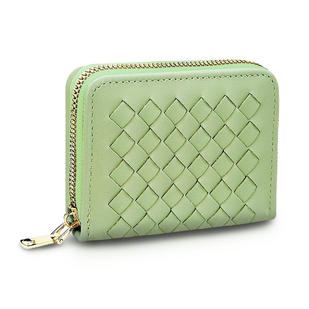 4396 Credit Card Holder, Weave Card Holder Wallet with Zipper Card Case